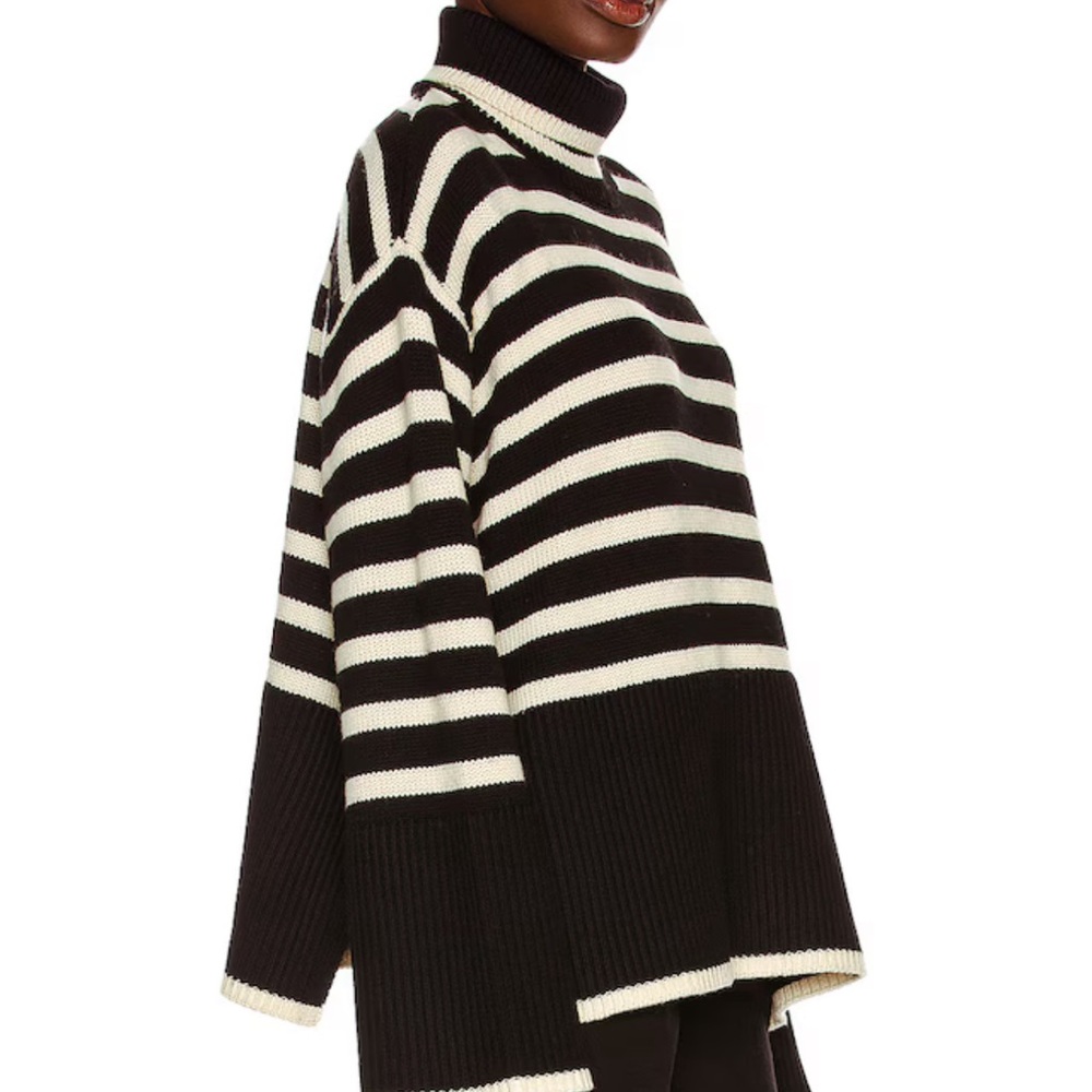 TOTEME Black & Cream Striped Mock-Neck Sweater - Women